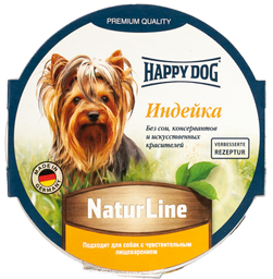 Вологий корм для собак Happy Dog Schale NaturLine Truthahn, паштет з індичкою, 85 г (1002726)
