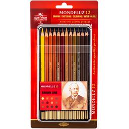 Набор акварельных карандашей Koh-i-Noor Mondeluz Brown Line 12 шт. в металлической коробке (3722012011)