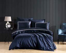 Комплект постельного белья Dantela Vita Nuans lacivert сатин с вышивкой евро синий (svt-2000022321549)