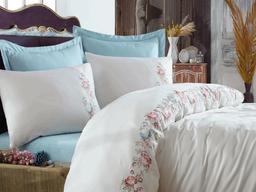 Комплект постельного белья Dantela Vita Frezya mavi сатин с вышивкой евро голубой (svt-2000022302951)