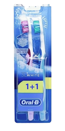 Зубная щетка Oral-B 3D White Отбеливание, средняя, голубой с фиолетовым, 2 шт.