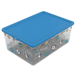 Коробка Qutu Trend Box Space Fun, 10 л, 37х26х14 см, прозрачный с синим (TREND BOX с/к SPACE FUN 10л.)