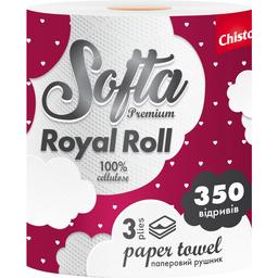 Бумажные полотенца Chisto Softa Royl Roll на гильзе трехслойные 350 отрывов 1 рулон