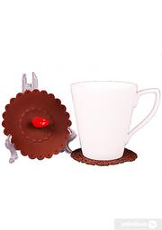 Чашка Lefard з підставкою та силіконовою кришкою, коричнева, 350 мл (590-032)