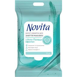 Вологі серветки для зняття макіяжу Novita Make Up з міцелярною водою 15 шт.