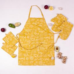 Набор MirSon №201 Yellow paste: прихватки, 2 шт., рукавички, 2 шт., фартук, желтый (2200006753803)