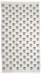 Рушник Lotus Home Pestemal Skull 160х90, чорний з білим