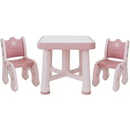 Дитячий функціональний столик і два стільчики Poppet Пудра, рожевий (PP-001P)