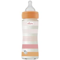 Пляшечка для годування Chicco Well-Being Colors, з силіконовою соскою 0м+, 240 мл, рожева (28721.11)