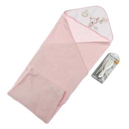 Полотенце с расческой и щеткой Interbaby Teddy, розовый (8100221)
