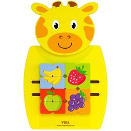 Бізіборд Viga Toys Жираф із фруктами, 16 елементів (50680)
