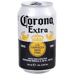 Пиво Corona Extra, светлое, фильтрованное, 4,5%, 0,33 л, ж/б