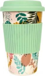 Чашка Keramia Flower story, с силиконовой крышкой, 440 мл, бирюзовый (21-279-123)