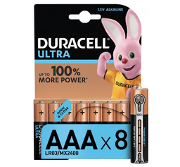 Лужні батарейки мізинчикові Duracell Ultra 1,5 V AAA LR03/MX2400, 8 шт. (5004808)