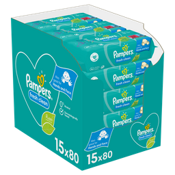 Набір дитячих вологих серветок Pampers Baby Fresh Clean, 1200 шт. (15 упаковок по 80 шт.)
