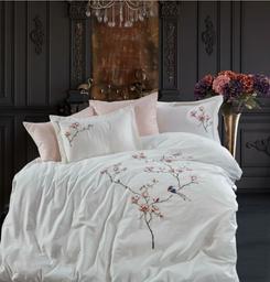 Комплект постельного белья Dantela Vita Huma krem сатин с вышивкой евро кремовый (svt-2000022294812)