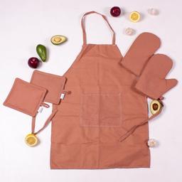 Набор MirSon 15-1511 Federica: прихватки, 2 шт., рукавички, 2 шт., фартук, коричневый (2200006752677)