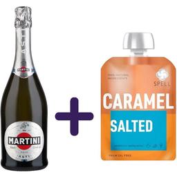 Набор: Вино игристое Martini Asti DOCG белое сладкое 0.75 л + Карамель Spell соленая с ванилью 150 г