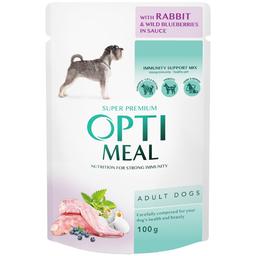 Влажный корм Optimeal для взрослых собак, с кроликом и черникой в соусе, 100 г