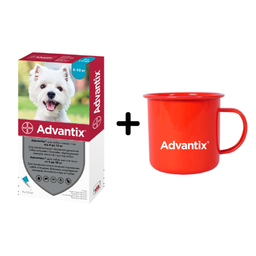 Краплі Bayer Адвантікс від бліх і кліщів, для собак від 4 до 10 кг, 4 піпетки + Чашка Advantix, червоний