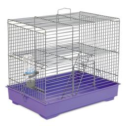 Клетка для грызунов Природа Микки с лесенкой, серебристый с фиолетовым, 37х25х30 см (PR241515)