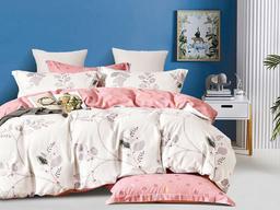 Комплект постельного белья Ecotton, семейный, сатин, белый с розовым (23682)