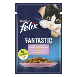 Влажный корм для кошек Felix Fantastic, с форелью и зелеными бобами, 85 г