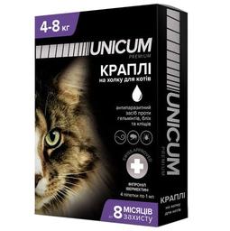 Краплі Unicum Complex Рremium від гельмінтів, бліх та кліщів для котів, 4-8 кг (UN-030)