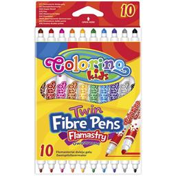 Фломастери двосторонні Colorino Fibre Pens, 10 кольорів (13451PTR/1)