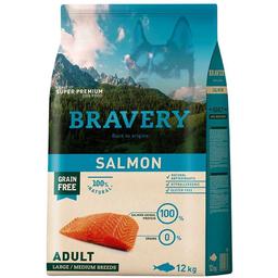 Сухий корм для дорослих собак середніх та великих порід Bravery Salmon Large Medium Adult, з лососем, 12 кг