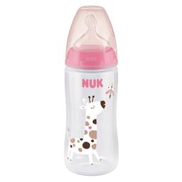 Бутылочка для кормления NUK First Choice Plus Жираф, c силиконовой соской, 300 мл, розовый (3952395)
