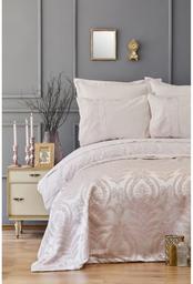 Набор постельное белье с покрывалом пике Karaca Home Carla pudra, евро, светло-розовый, 7 предметов (svt-2000022225663)