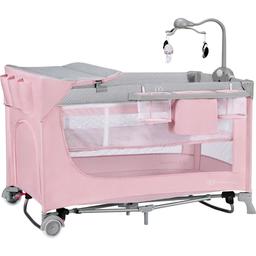 Кровать-манеж с пеленатором Kinderkraft Leody розовая (00-00304811)