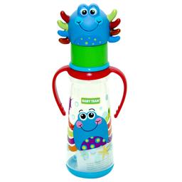 Бутылочка для кормления Baby Team, с ручками и силиконовой соской, 250 мл, синий (1414_краб)