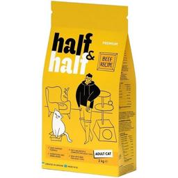Корм сухий HalfHalf для дорослих котів із яловичиною 2 кг