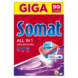Таблетки для посудомоечных машин Somat All in 1, 90 шт. (882691)