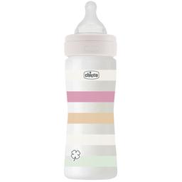 Пляшечка для годування Chicco Well-Being Colors, з силіконовою соскою 2м+, 250 мл, рожева (28623.11)