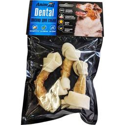 Ласощі для собак AnimAll Dental кістка баварська вузлова №2L, з м'ясом курки, 10-12 см, 3 шт.