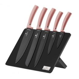 Набор ножей Berlinger Haus на магнитной подставке, 6 предметов, розовый и черный (BH 2516)