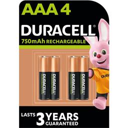 Аккумуляторы Duracell Rechargeable AAA 750 mAh HR03/DC2400, 4 шт. (5005004)