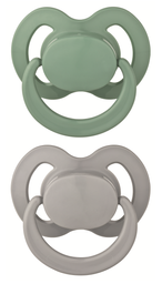 Пустышка силиконовая Baby-Nova с кольцом, ортодонтическая, 0-6 мес., зеленый с серым, 2шт (3962023)