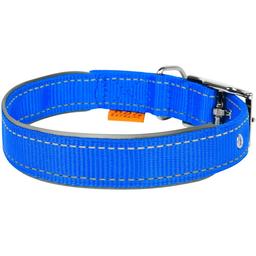Ошейник для собак Dog Extremе, нейлоновый, двойной, со светоотражающей вставкой, 46-58х4 см, голубой