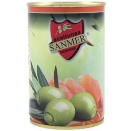 Оливки Sanmer зелені фаршировані пастою з лосося 314 мл (583525)