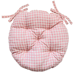 Круглая подушка для стула Прованс Bella d-40, клетка, розовый (13568)