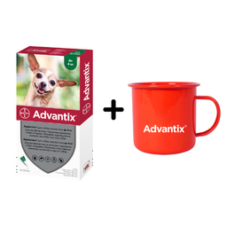 Капли Bayer Адвантикс от блох и клещей, для собак до 4 кг, 4 пипетки + Чашка Advantix, красный