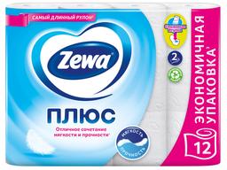 Двошаровий туалетний папір Zewa Plus, білий, 12 рулонів