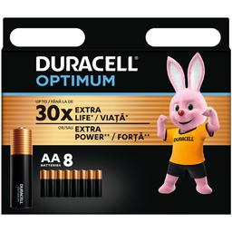 Щелочные батарейки пальчиковые Duracell Optimum 1.5 V AA LR6, 8 шт. (5000394158931)