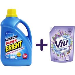 Набір: Засіб для прання Mukunghwa Perfect Clean Power Bright Liquid Detergent 5 л + Ополіскувач для білизни Mukunghwa Viu Лаванда 2.1 л