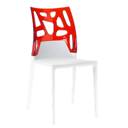 Стул Papatya Ego-Rock, белое сиденье, верх прозрачно-красный (388955)