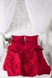 Комплект постельного белья Ecotton, сатин, двуспальный, 210х175 см, Red (22654)